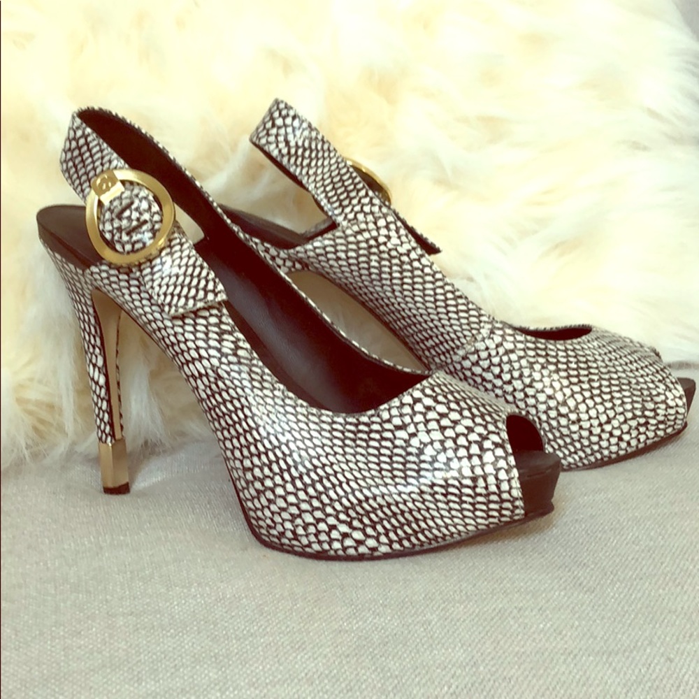 Guess Reptile Leather Platform Heels